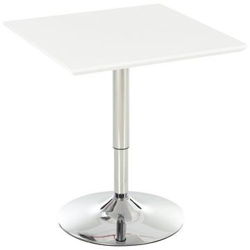 Tavolo Da Bistrò Pub Tavolo Da Bar Regolabile In Altezza, Quadrato, Acciaio, Bianco, 60X60X71-92Cm