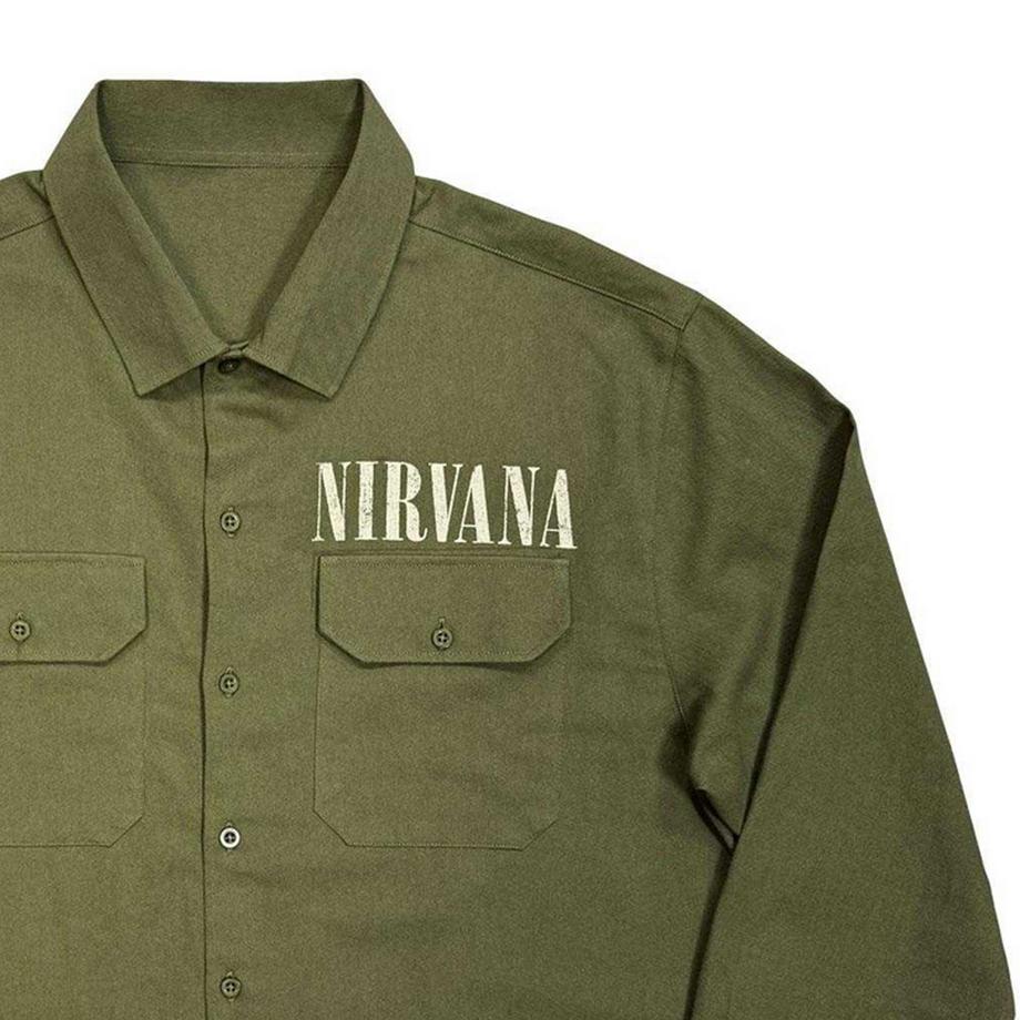 Nirvana Camicia a Maniche Lunghe con Stampa Posteriore  