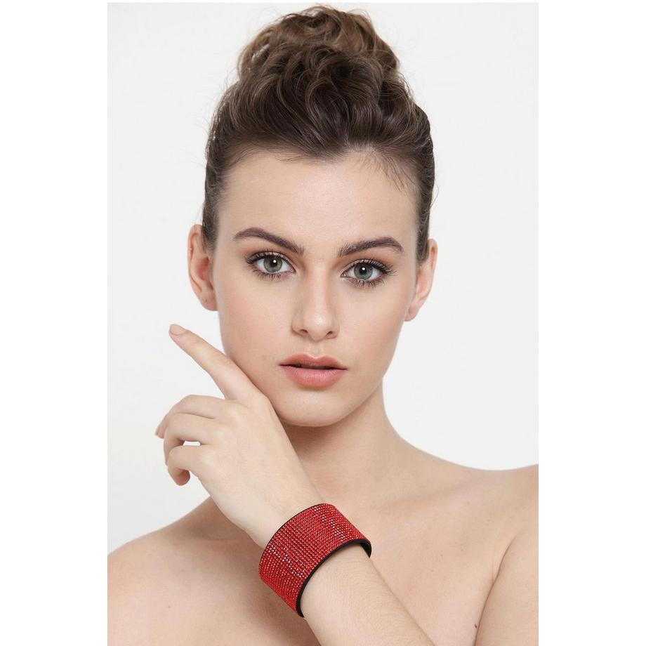 AVANT-GARDE PARIS  Bracciale di Pelle con Cristalli di Lusso 