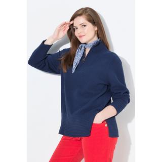 Ulla Popken Maglione polo in maglia Collo alto Cerniera Maniche lunghe  