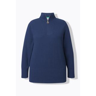 Ulla Popken Maglione polo in maglia Collo alto Cerniera Maniche lunghe  