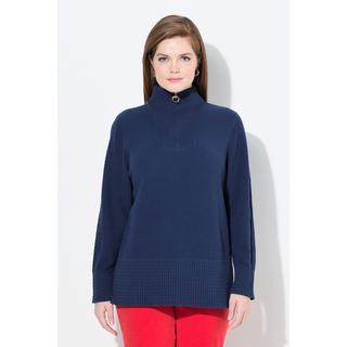 Ulla Popken Maglione polo in maglia Collo alto Cerniera Maniche lunghe  