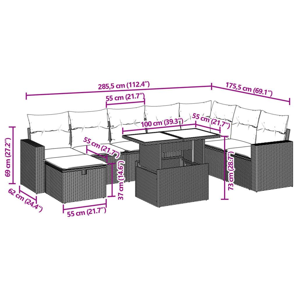 VidaXL set divano da giardino Polirattan  