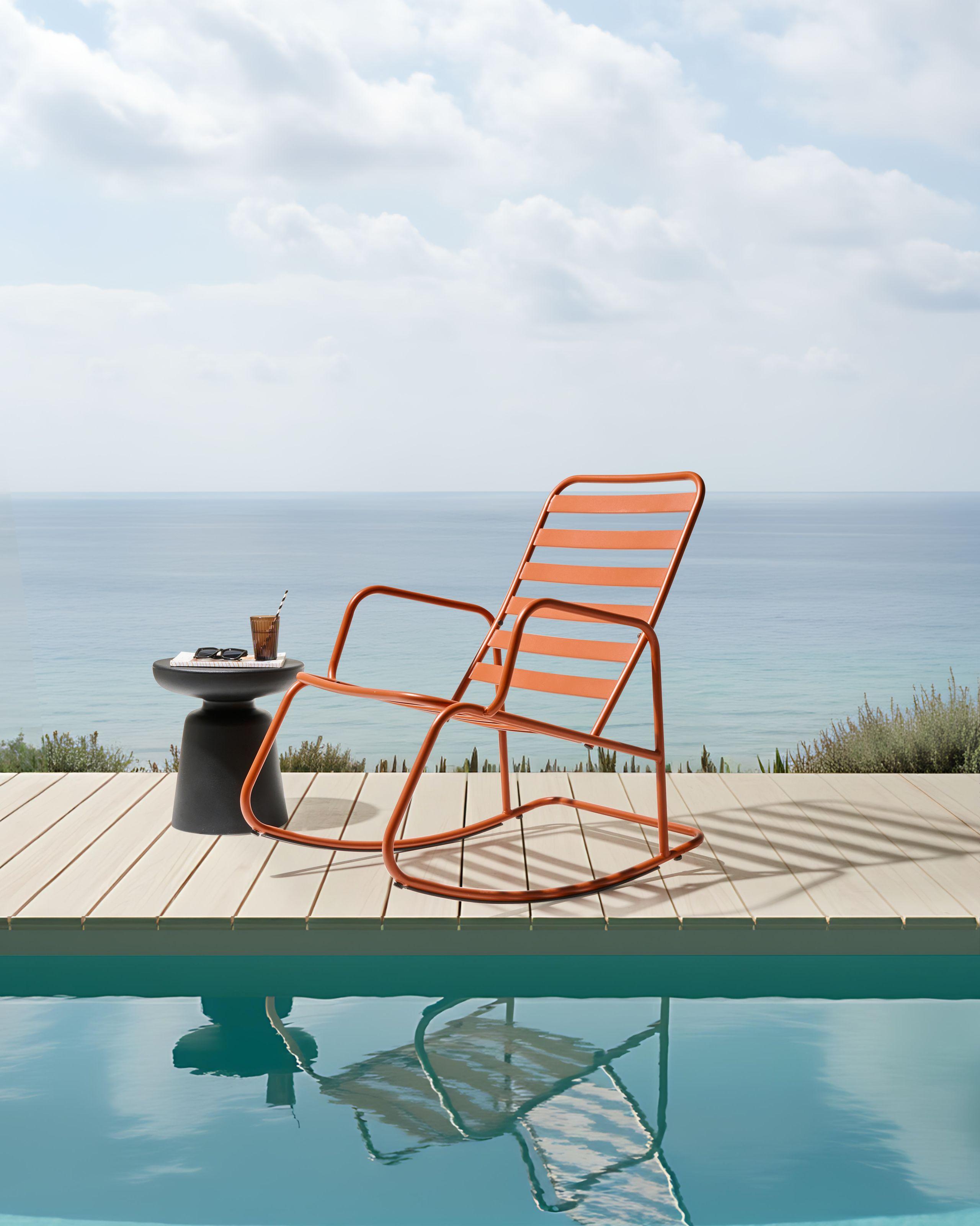 Beliani Garten-Schaukelstuhl aus Aluminium Modern TURI  