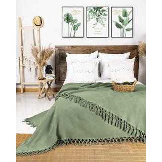 Alopini Coperta in Cotone Piqué a Nido d'Ape Frange Annodate a Mano  