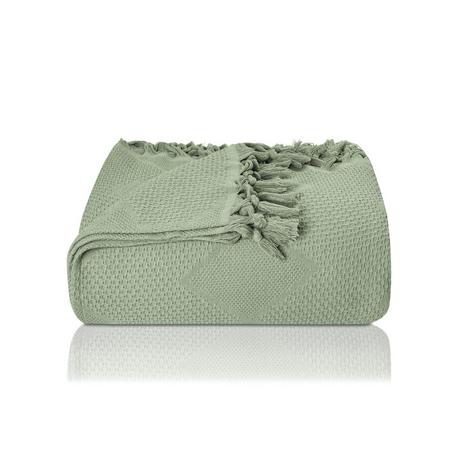 Alopini Coperta in Cotone Piqué a Nido d'Ape Frange Annodate a Mano  