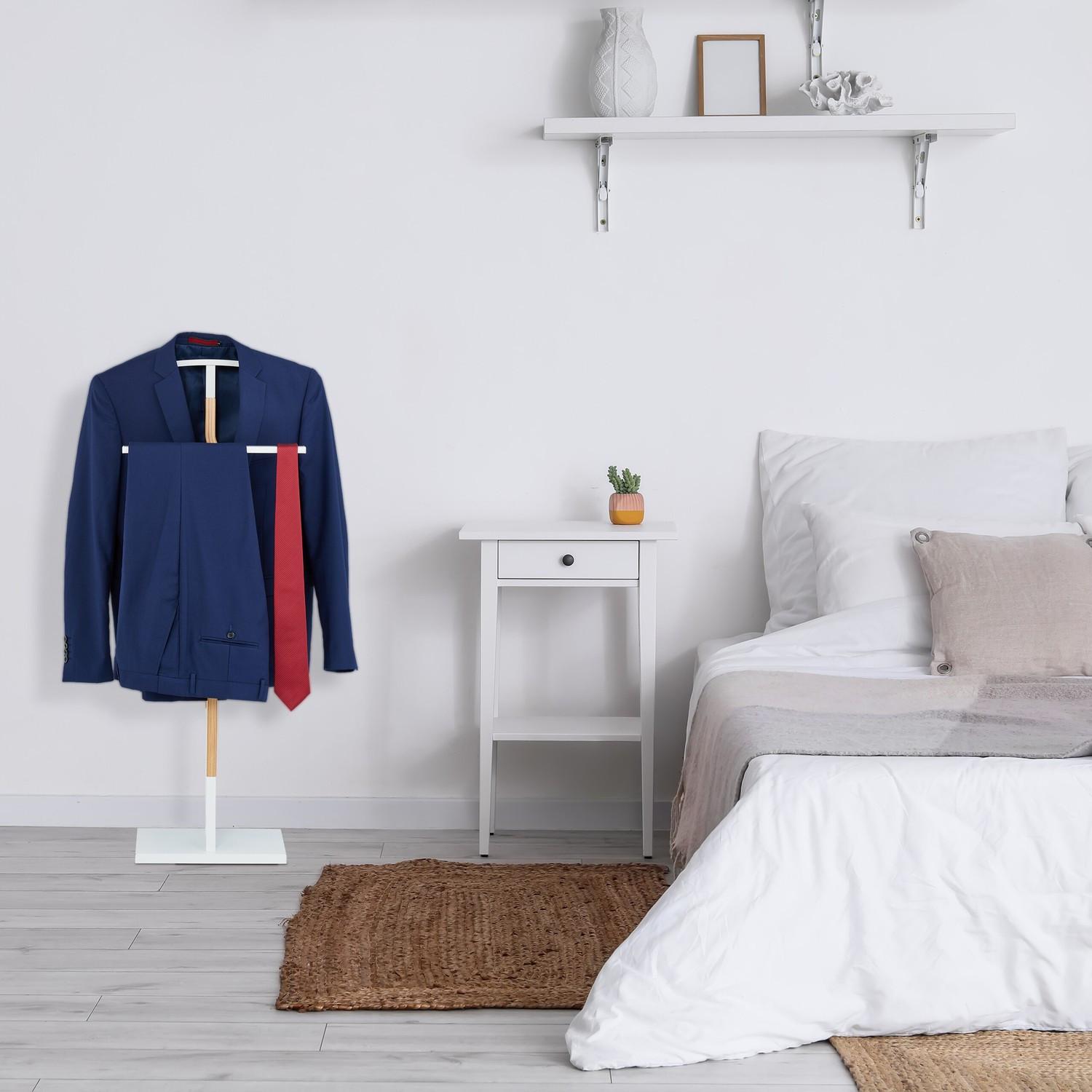 B2X Stummer Diener in Weiß und Holzoptik  