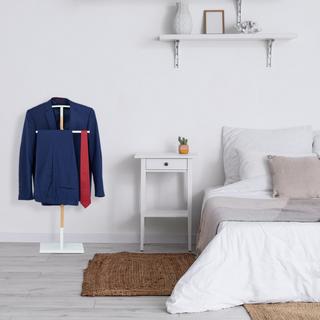 B2X Stummer Diener in Weiß und Holzoptik  