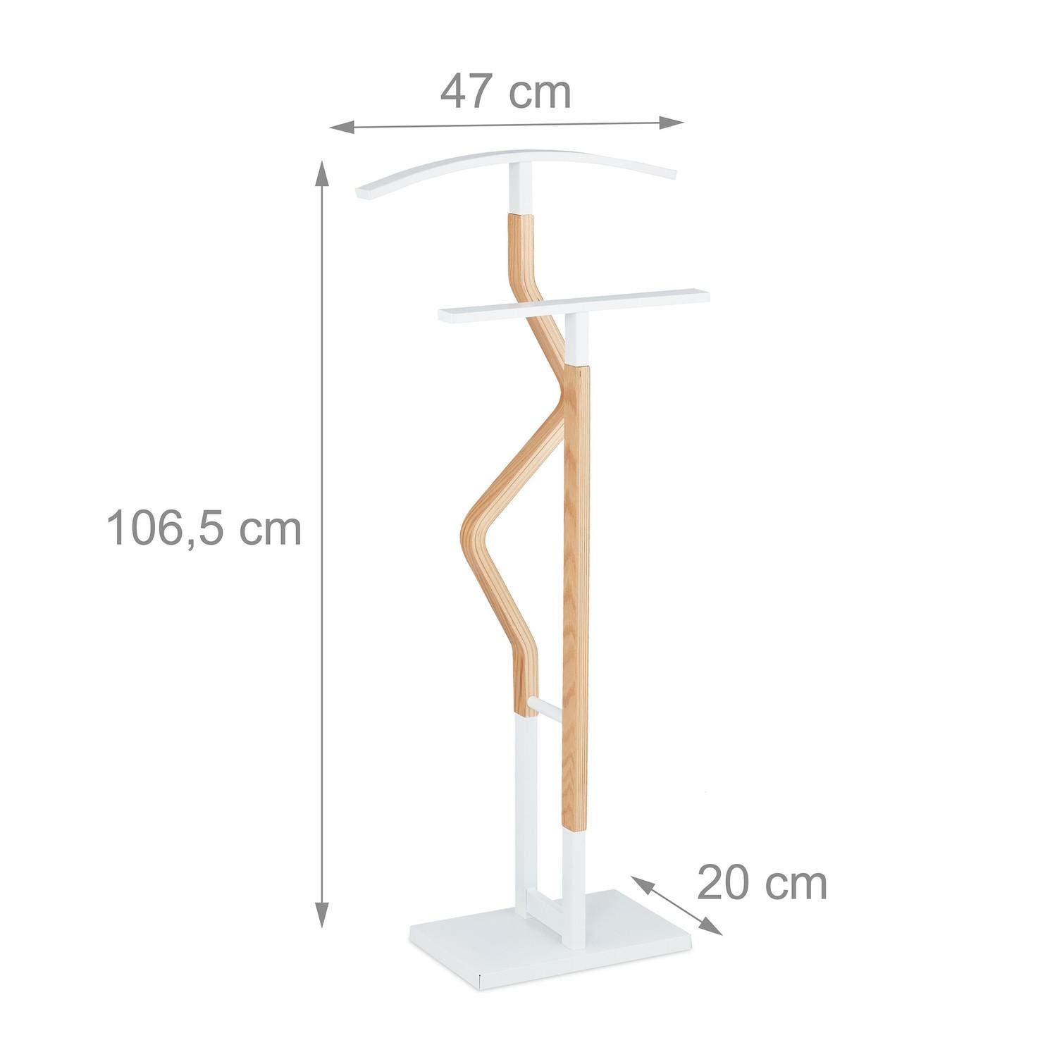 B2X Stummer Diener in Weiß und Holzoptik  