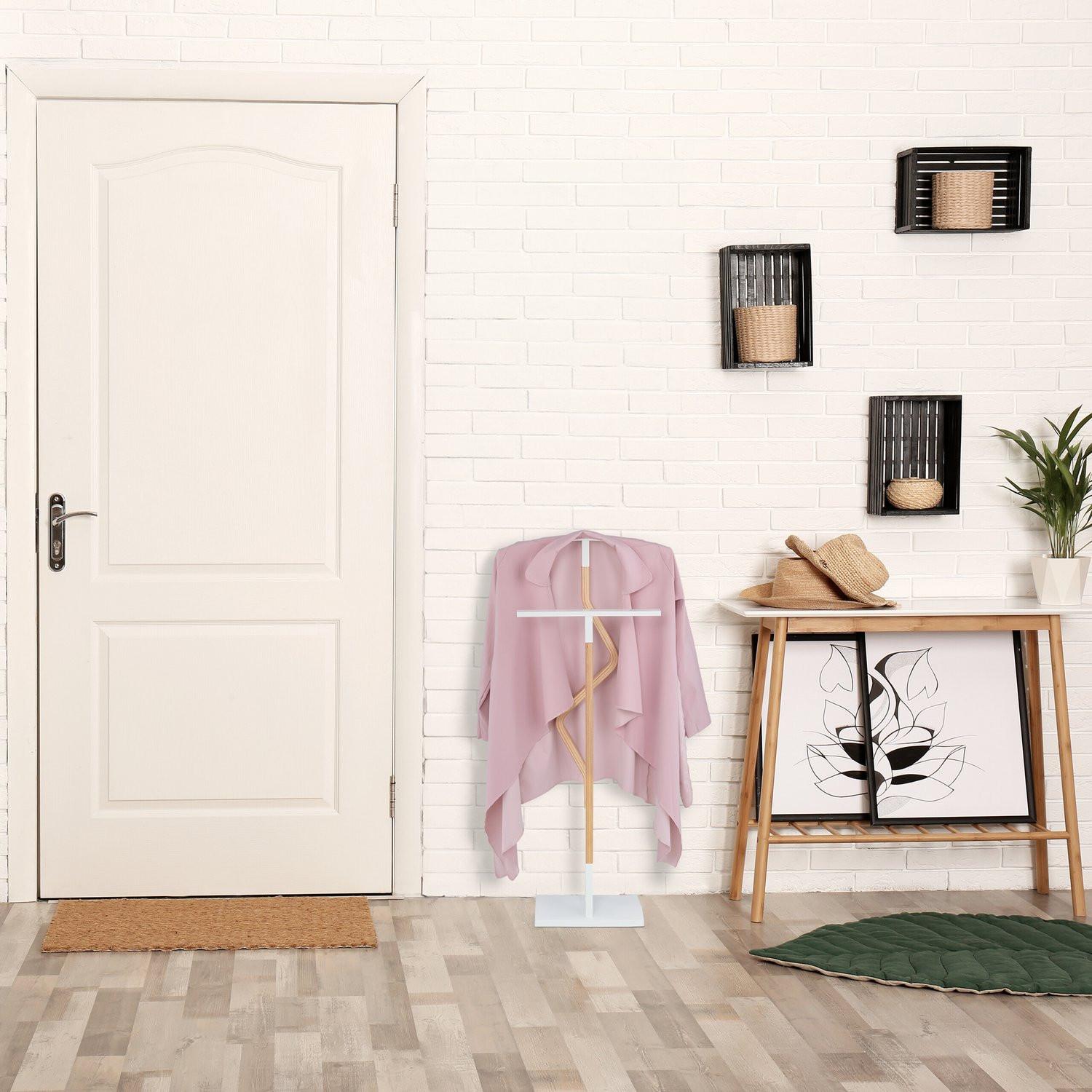 B2X Stummer Diener in Weiß und Holzoptik  