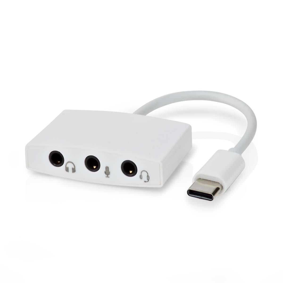 Nedis  Adaptateur USB-C™ | USB 2.0 | USB-C™ mâle | 3.5 mm femelle | 0.10 m | Rond | Nickelé | ABS/PVC | Blanc | Boîte 