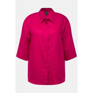 Ulla Popken  Chemisier en viscose mélangée, col de chemise et manches 3/4 