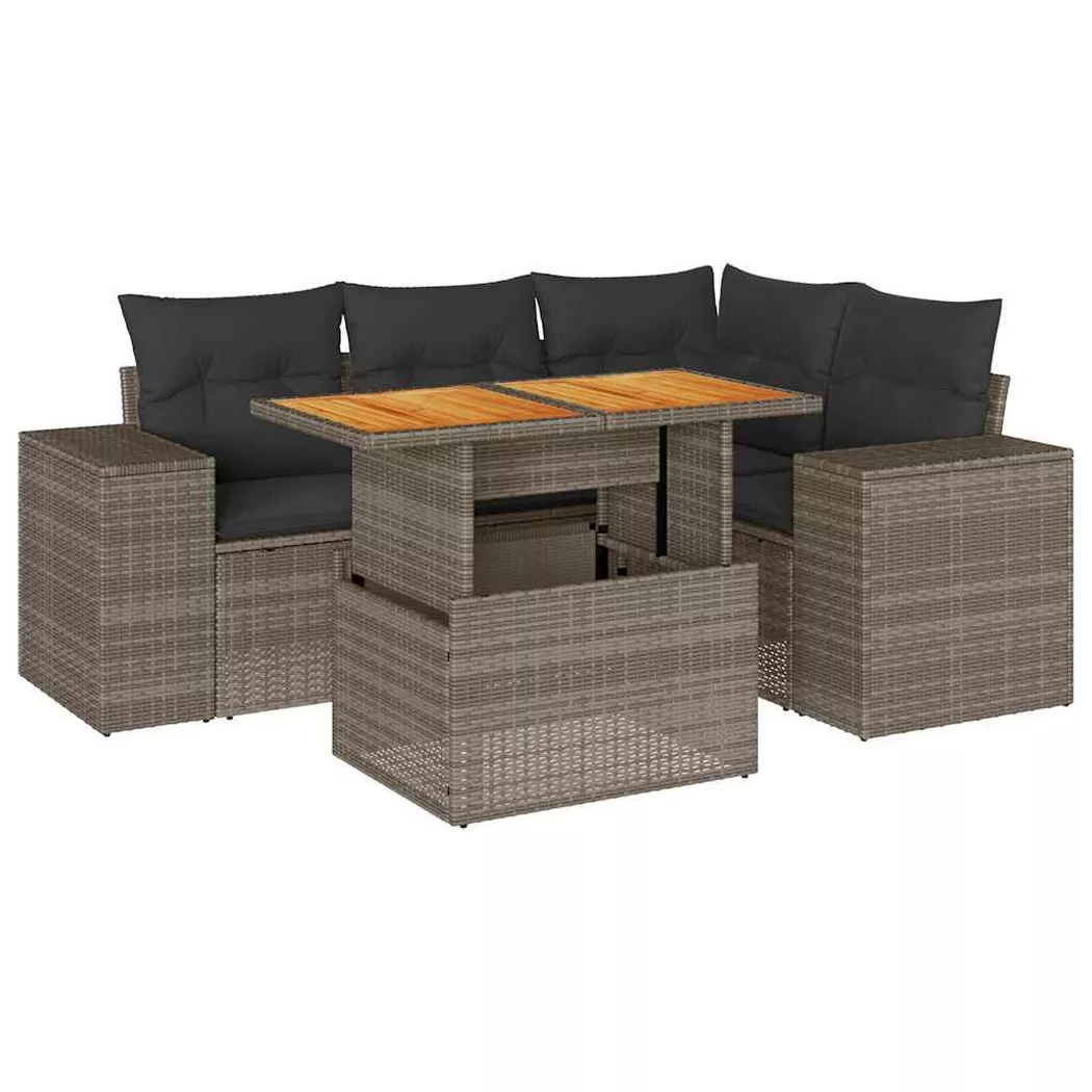 VidaXL - set di divani da giardino Polirattan, One Size, Grigio