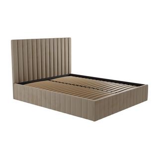 Vente-unique Letto con contenitore con testata letto cuciture icali Velluto Tortora LARALI  