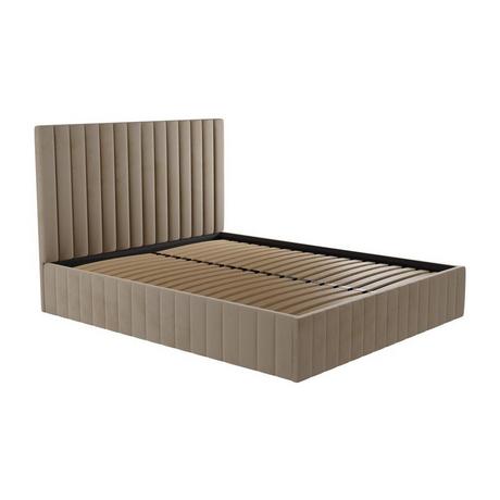 Vente-unique Letto con contenitore con testata letto cuciture icali Velluto Tortora LARALI  