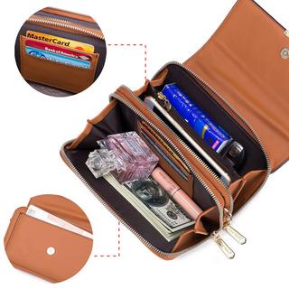 Only-bags.store Sac à bandoulière en cuir PU Porte passeport Téléphone avec fente pour carte de crédit Bandoulière réglable et détachable Sac à bandoulière en cuir PU Porte passeport Téléphone avec fente pour carte de crédit Bandoulière réglable et détachable 