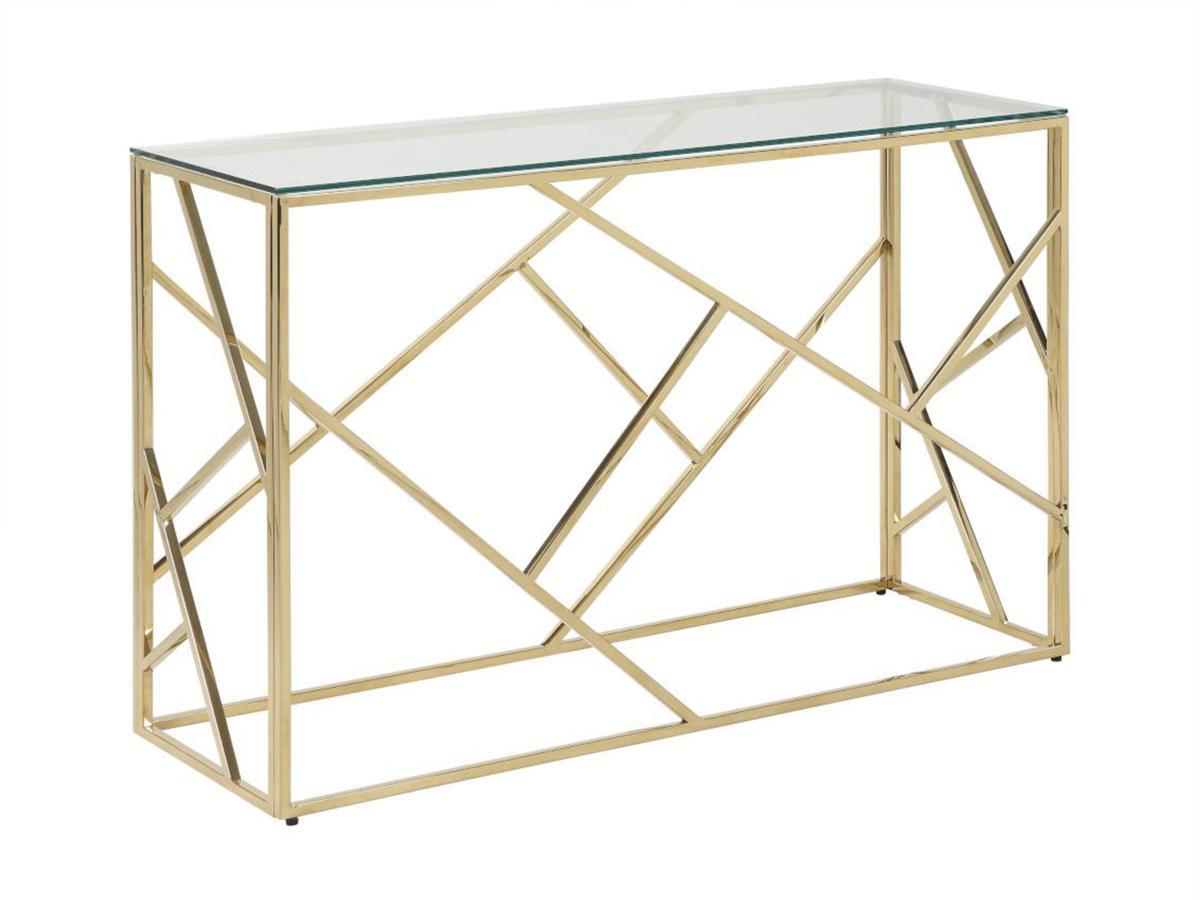 Vente-unique Console ATHENA Verre trempé acier Doré  