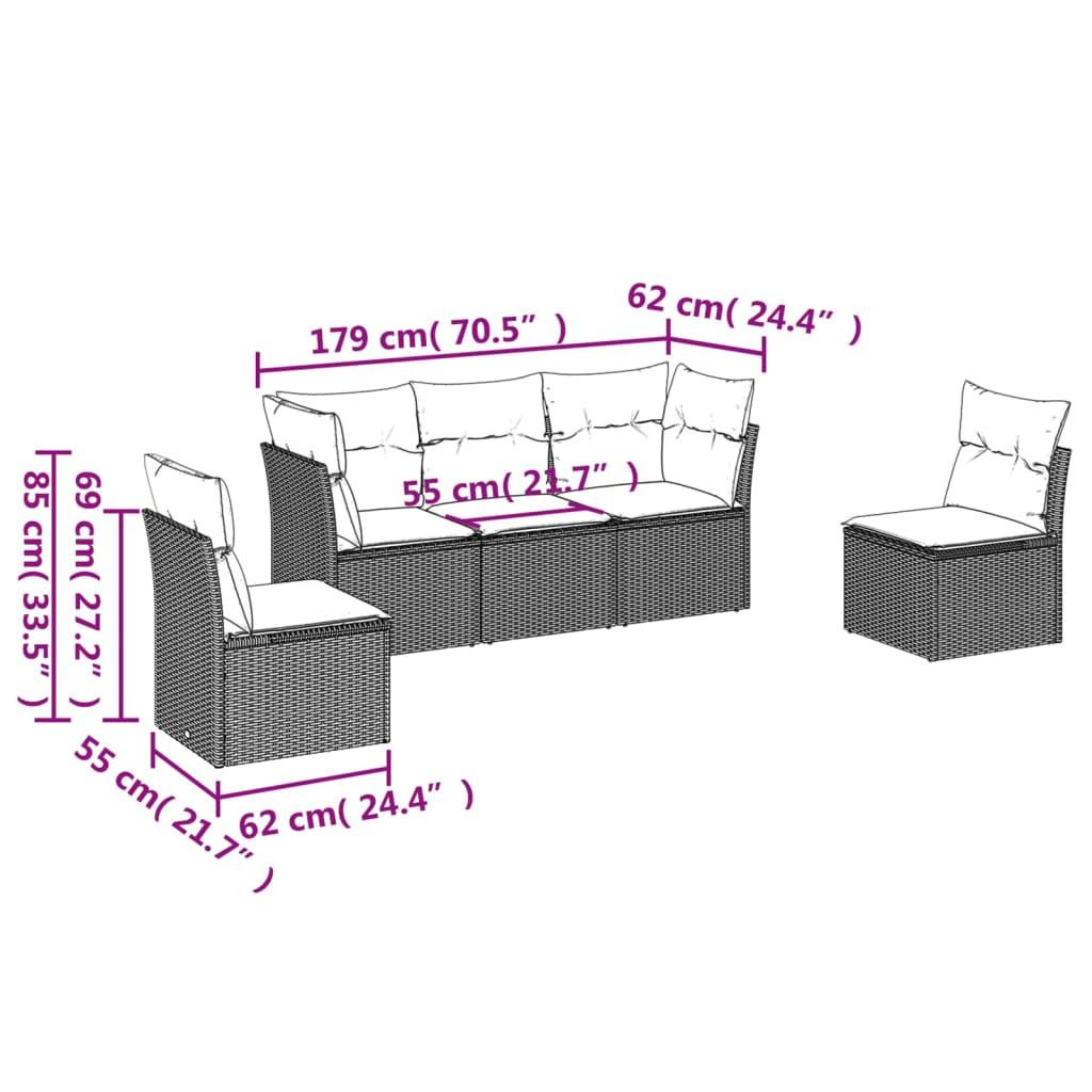 VidaXL Ensemble de canapés de jardin rotin synthétique  