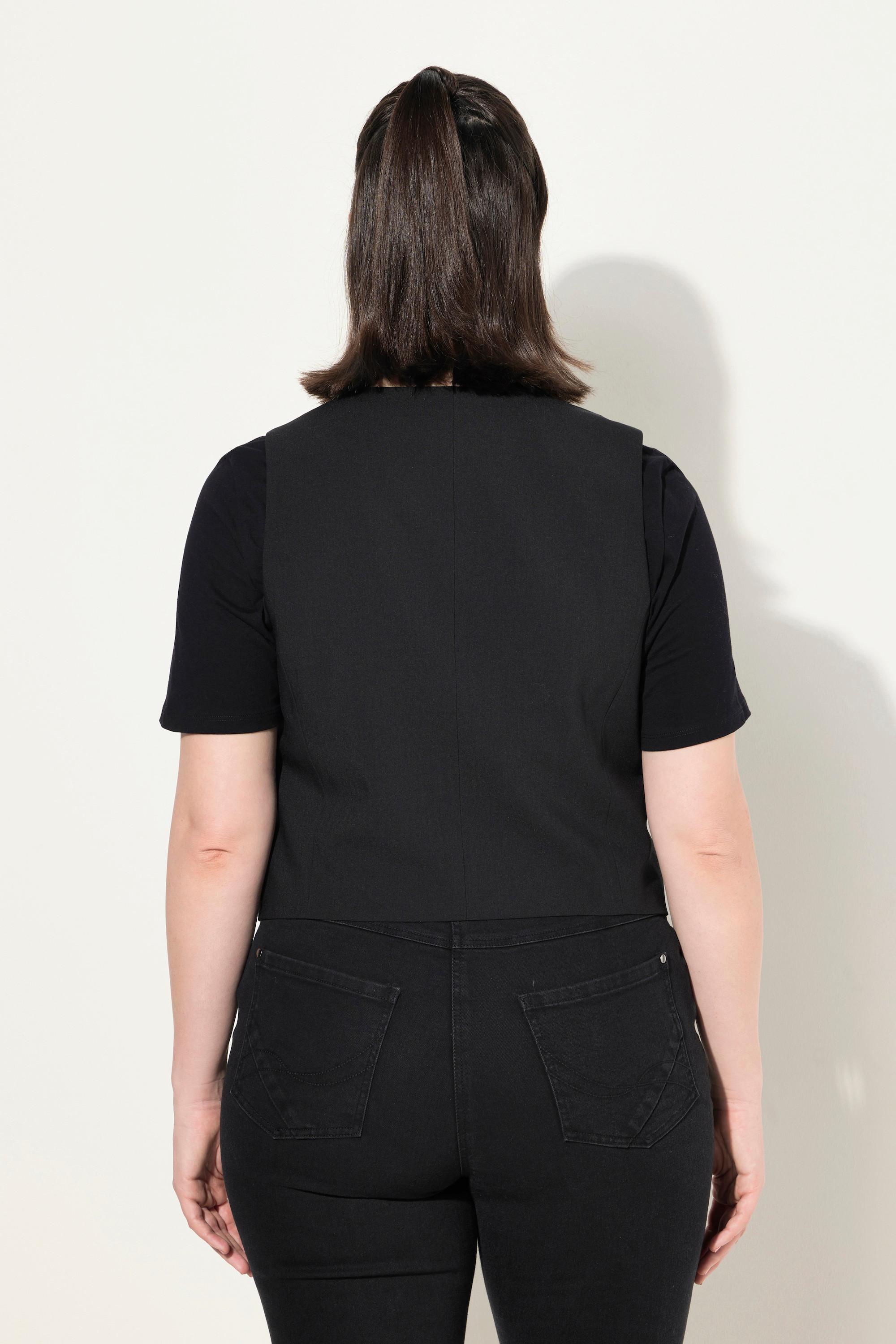 Ulla Popken Gilet de costume Encolure en V Poches fantaisie Doublure intégrale  