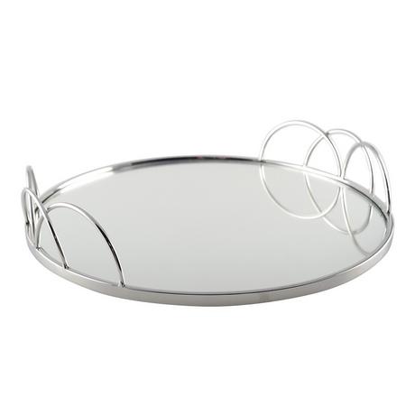 Aulica  PLATEAU MIROIR ARGENT ROND 33X33X5.5CM 