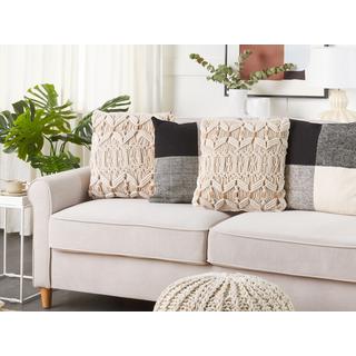 Beliani Lot de 2 coussins en Coton Boho NICAEA  