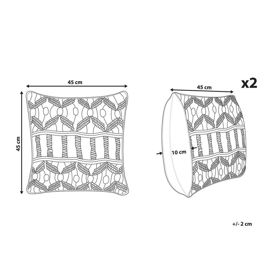 Beliani Lot de 2 coussins décoratifs en Coton Boho NICAEA  