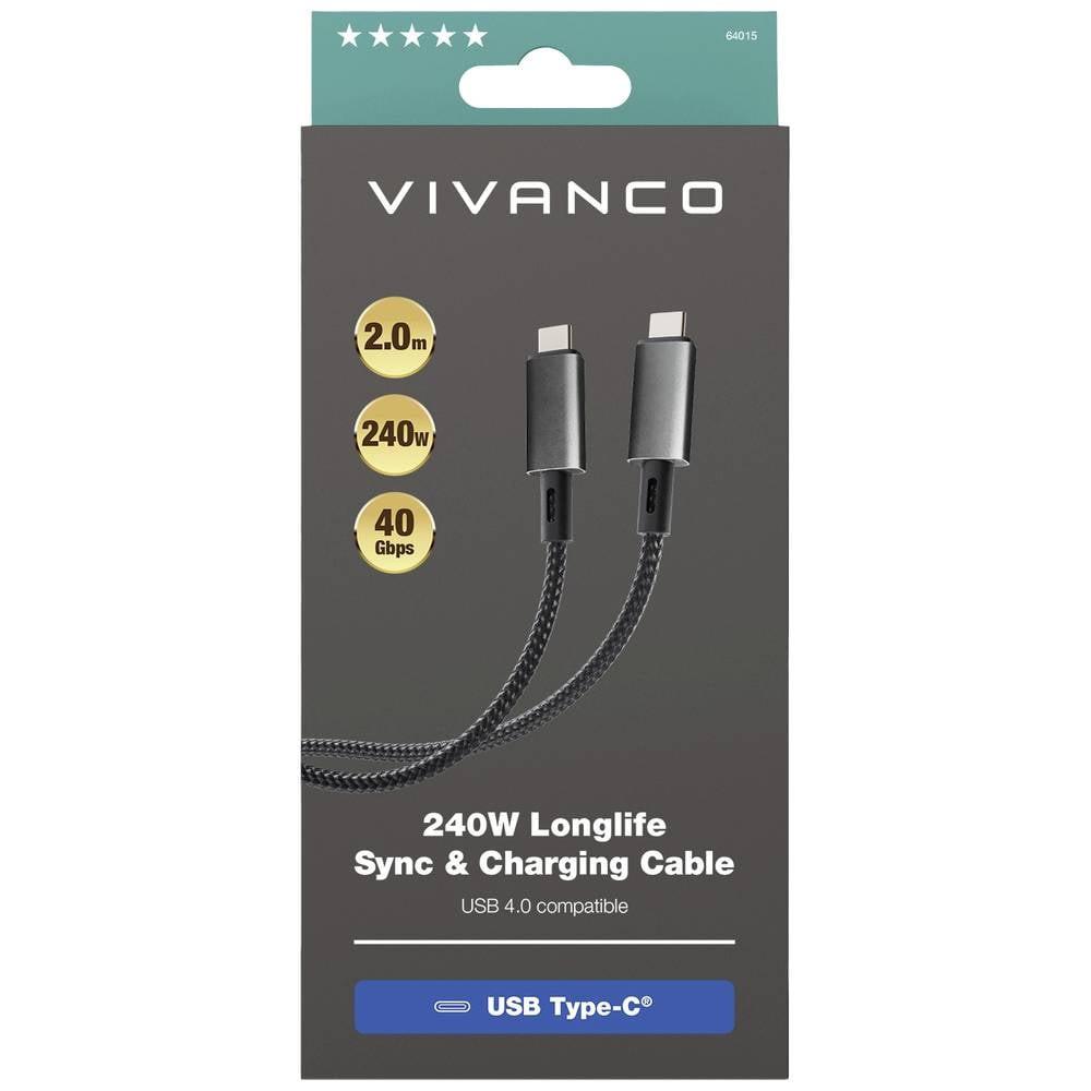 VIVANCO  240W USB 4 Longlife Sync & Charging Kabel, USB-Type-C 