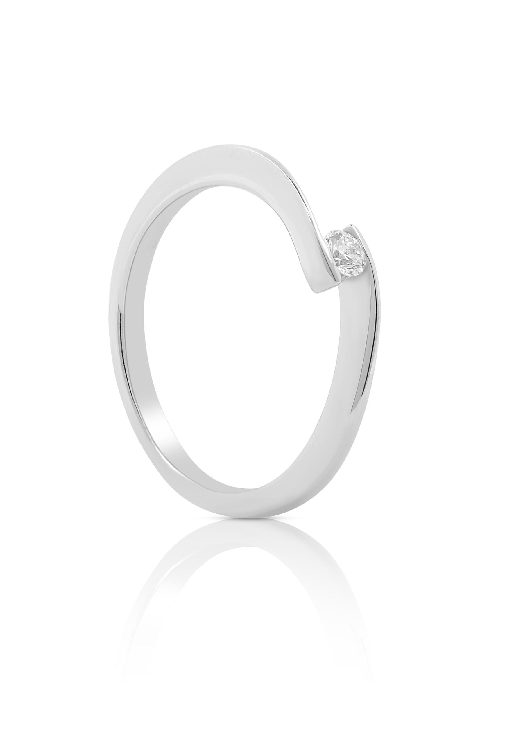 MUAU Schmuck  Solitaire Ring Diamant 0.10ct. Weissgold 750 