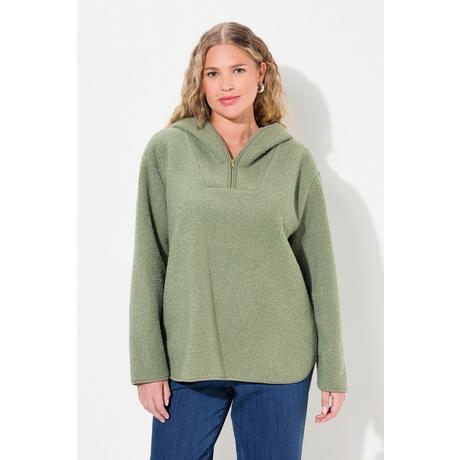 Ulla Popken  Pullover in teddy con cappuccio e maniche lunghe 