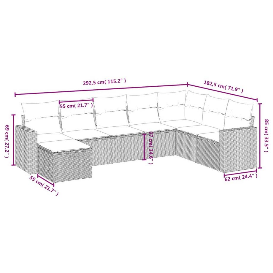 VidaXL Ensemble de canapés de jardin rotin synthétique  
