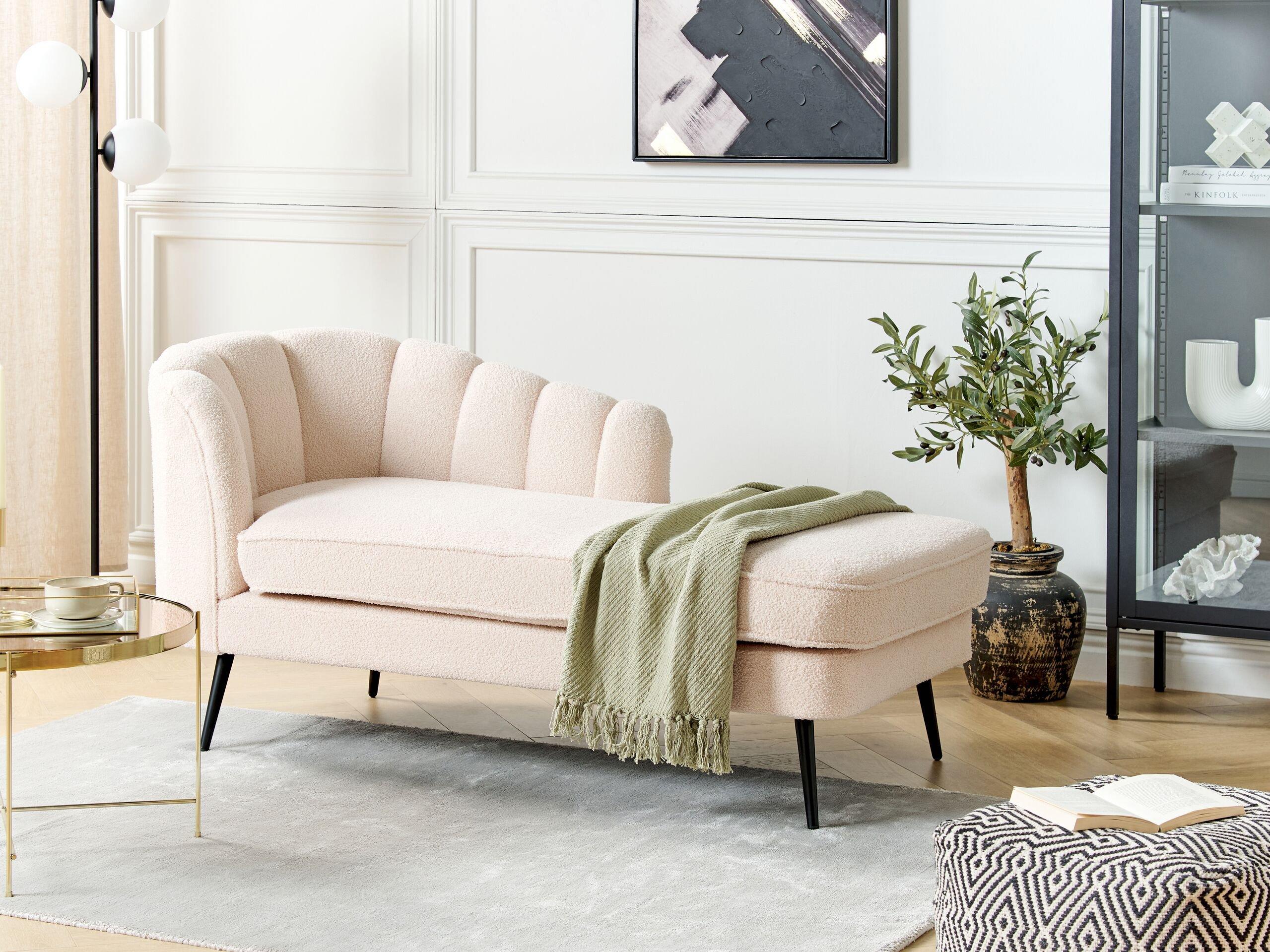 Beliani Chaise longue en Bouclé Glamour ALLIER  