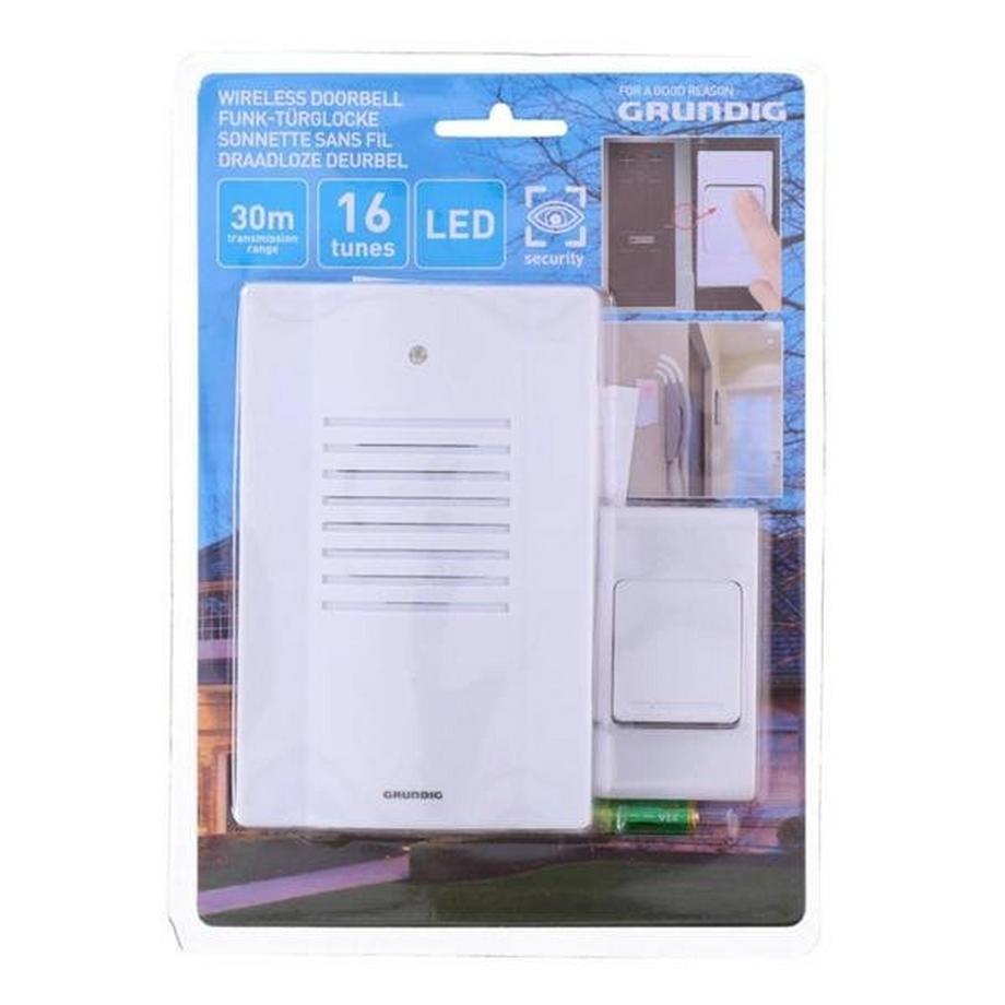 GRUNDIG  Drahtlose Türklingel, 16 Töne - Weiß 