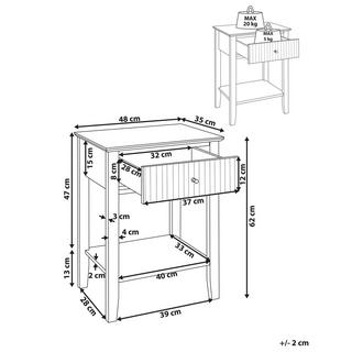 Beliani Comodino 1 cassetto en Fibra a media densità (MDF) Retrò ASSISI  