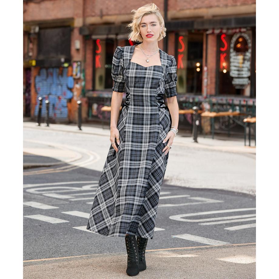 Joe Browns Luna kariertes Maxikleid mit seitlicher Schnürung  
