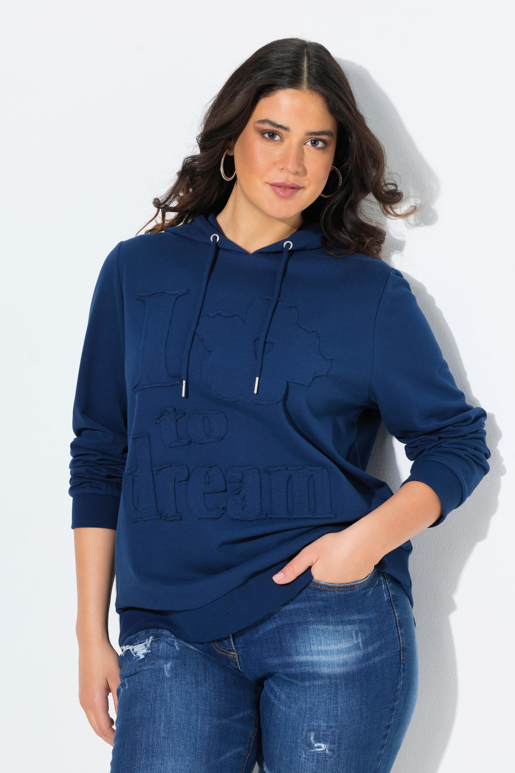 Ulla Popken Sweat-shirt à capuche Application Florale Manches Longues  