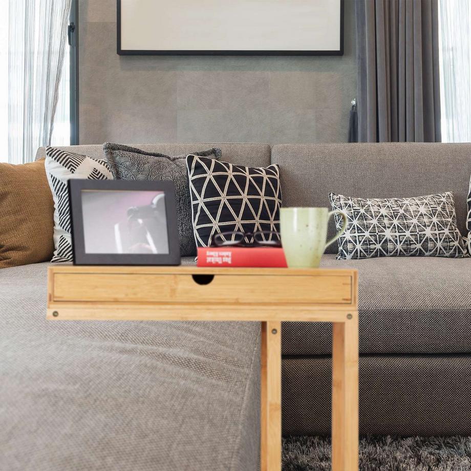 B2X Table d'appoint en bambou avec tiroir  
