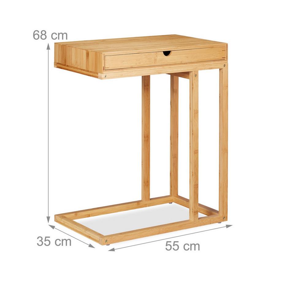B2X Table d'appoint en bambou avec tiroir  