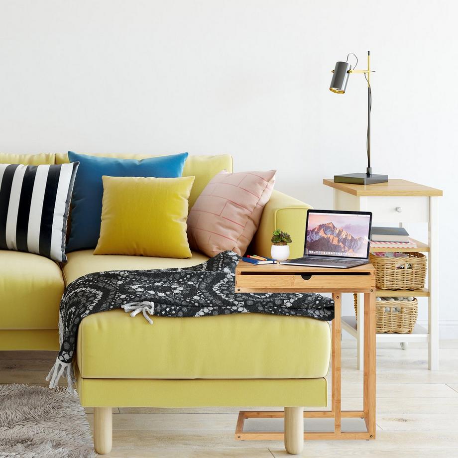 B2X Table d'appoint en bambou avec tiroir  