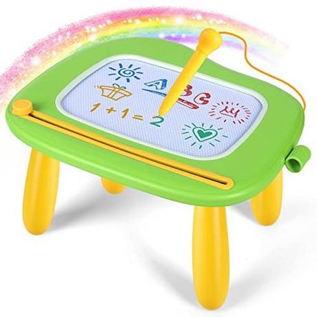 Activity-board  Jouets pour enfants à partir de 1 an, tableau de peinture magnétique, tableau magique, planche à dessin colorée, tableau magnétique avec 4 pieds pour jouets d'enfants (vert) 