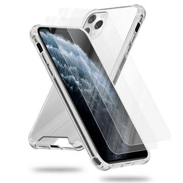 Housse et 2x verres de protection trempés compatibles avec Apple iPhone 11 PRO - Coque de protection hybride avec bord en silicone TPU et dos en verre acrylique