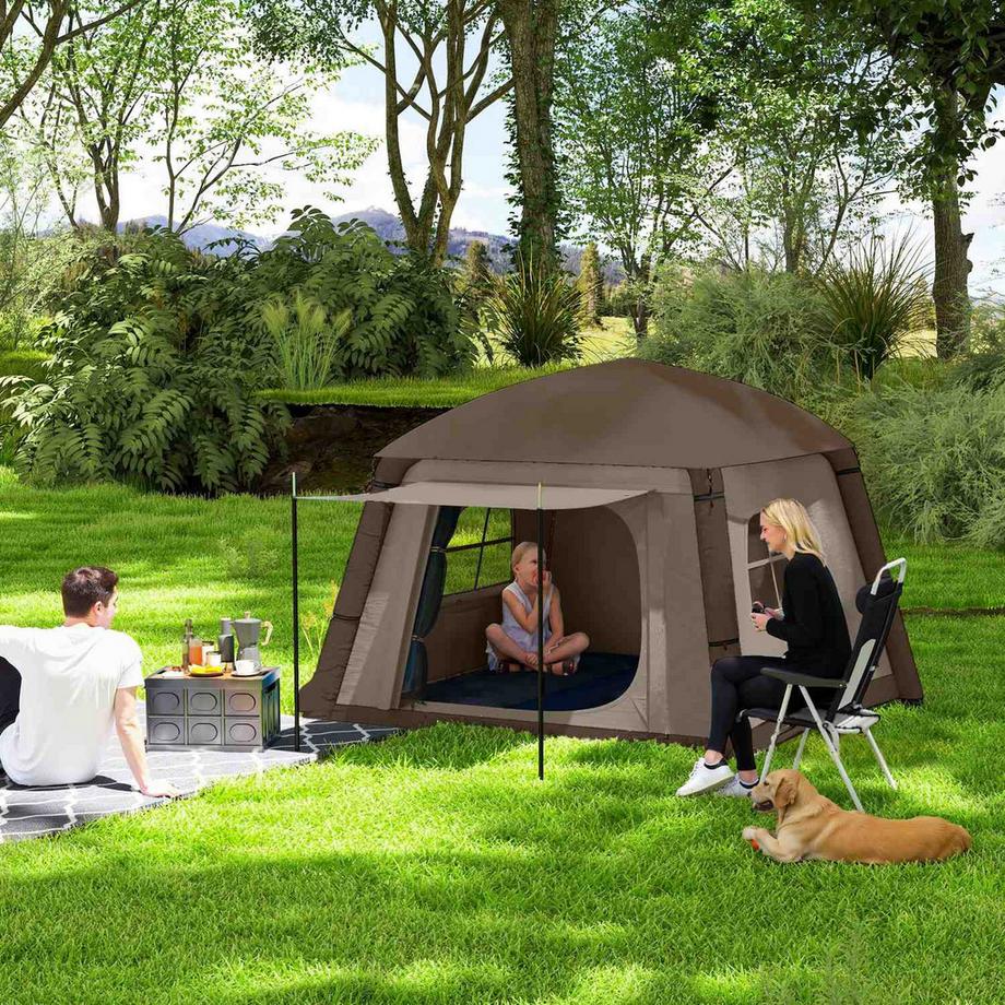 Northio  Aufblasbares Campingzelt 1-2 Personen Outdoor Familienzelt mit Vorzelt Haken Luftpumpe Fenstern Türen Aufbewahrungstasche Luftzelt für 4 Jahreszeiten Winddicht Glamping Zelt Aosom 