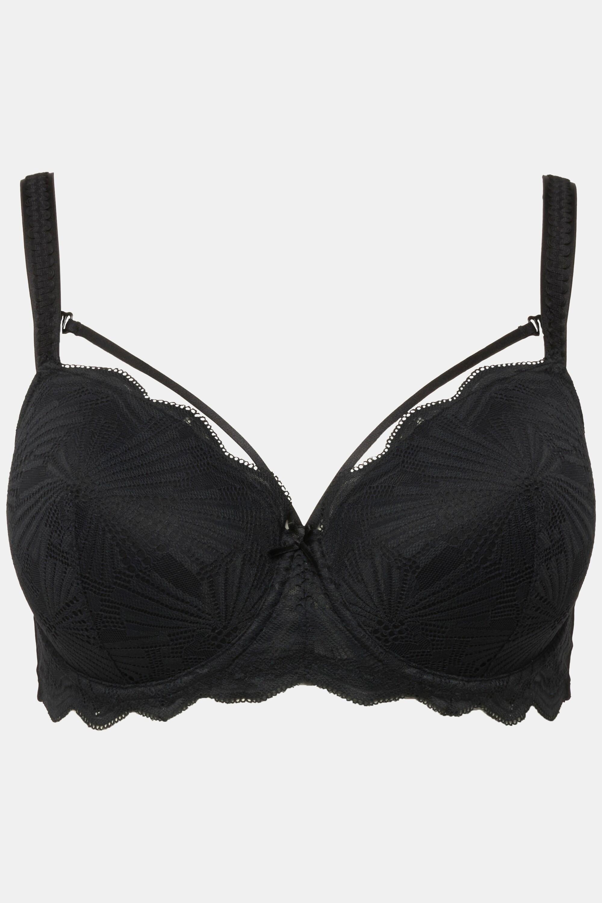 Ulla Popken  Soutien-gorge à armatures et bonnets souples, dentelle et rubans fantaisie - bonnet C-F 