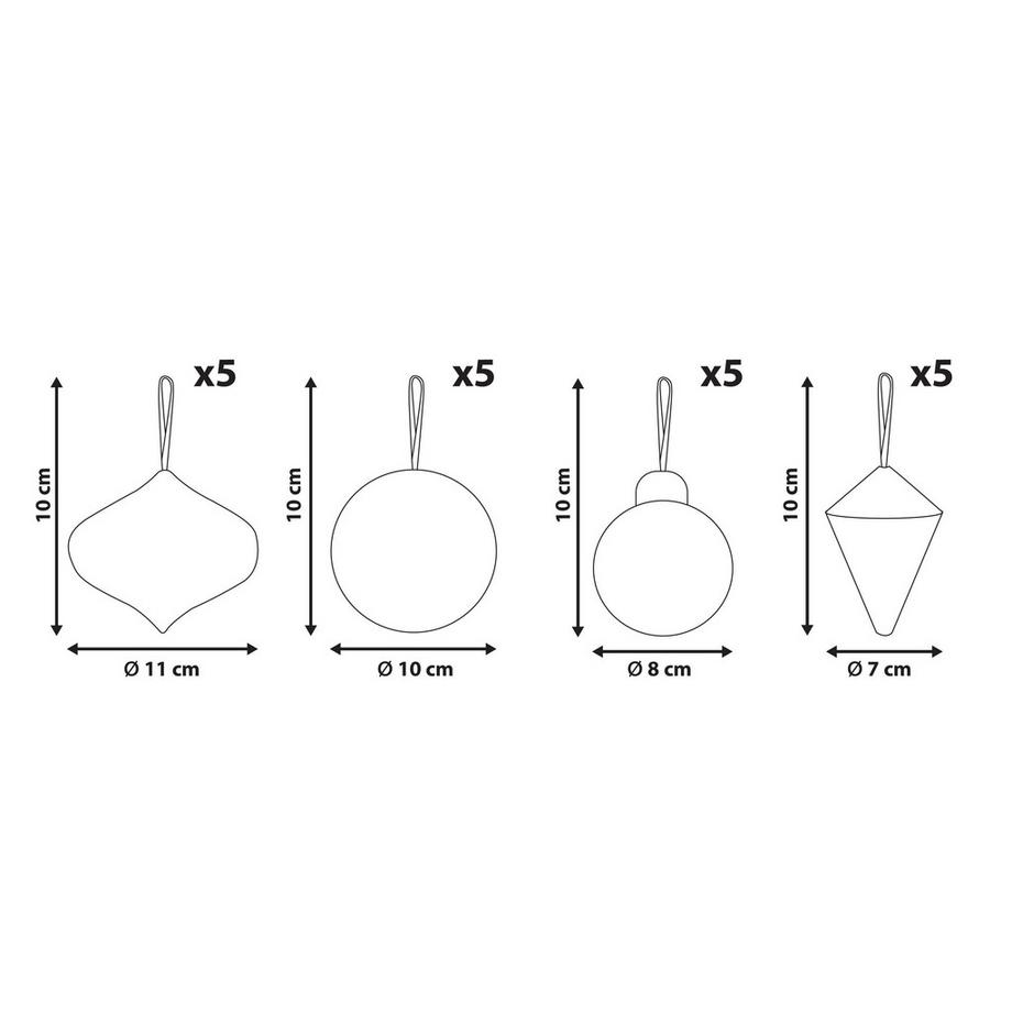 Beliani Set di 20 decorazioni per l'albero di Natale en Carta Classico JOLSTRA  