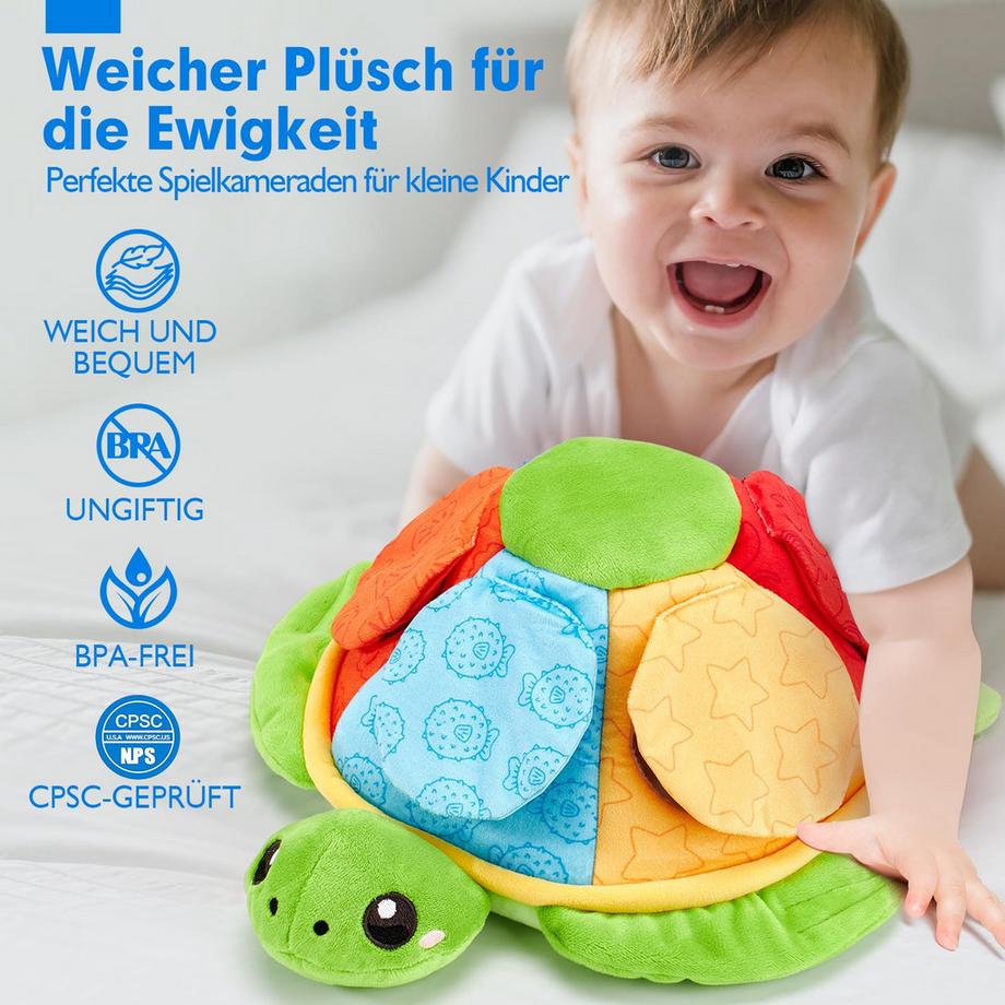 Activity-board  Schildkröten-Sinnesspielzeug zum Kombinieren von Farben, Wörtern und Meeresbewohnern 