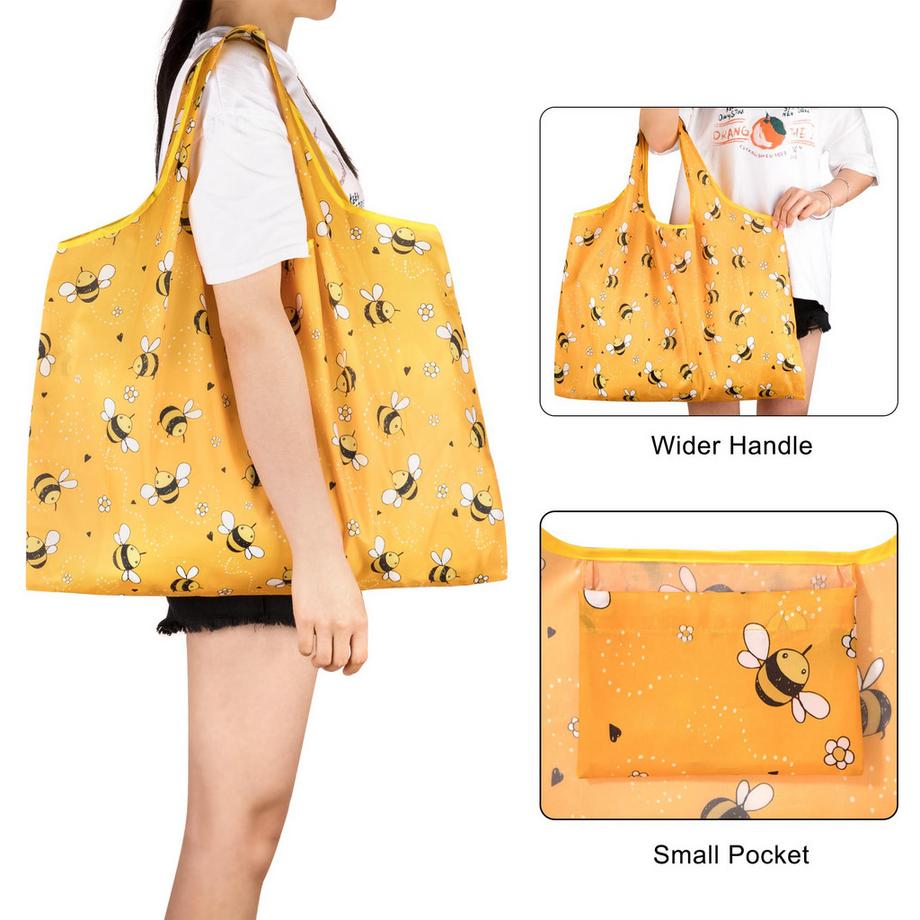 Only-bags.store Faltbare Wiederverwendbare Einkaufstasche Bienenmuster  