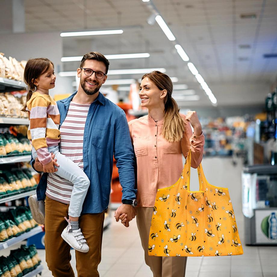 Only-bags.store Faltbare Wiederverwendbare Einkaufstasche Bienenmuster  