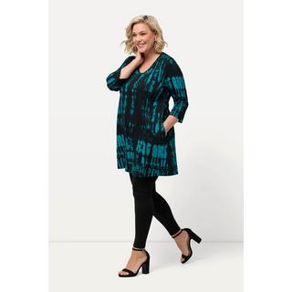 Ulla Popken  Longshirt, Batikdruck, A-Linie, V-Ausschnitt, 3/4-Arm 