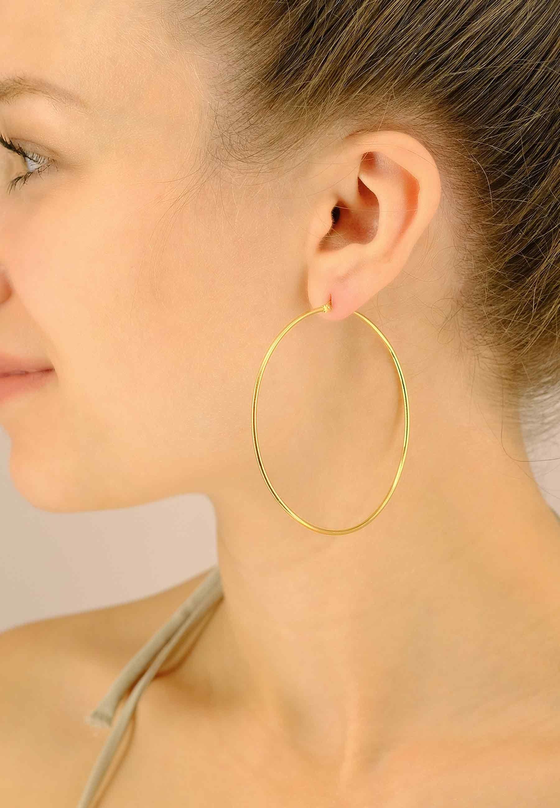 MUAU Schmuck  Créoles or jaune 750 fil rond 60mm 