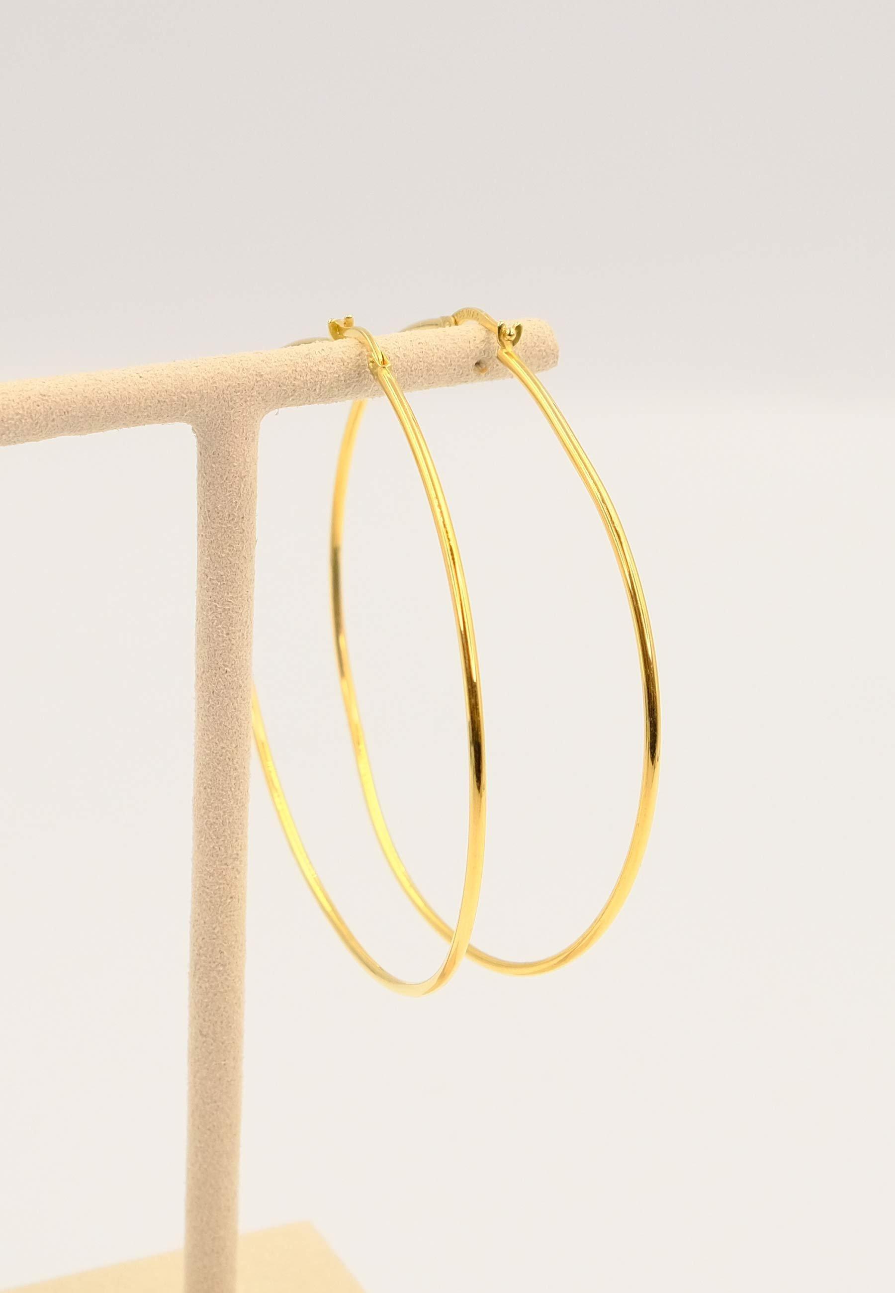 MUAU Schmuck  Créoles or jaune 750 fil rond 60mm 