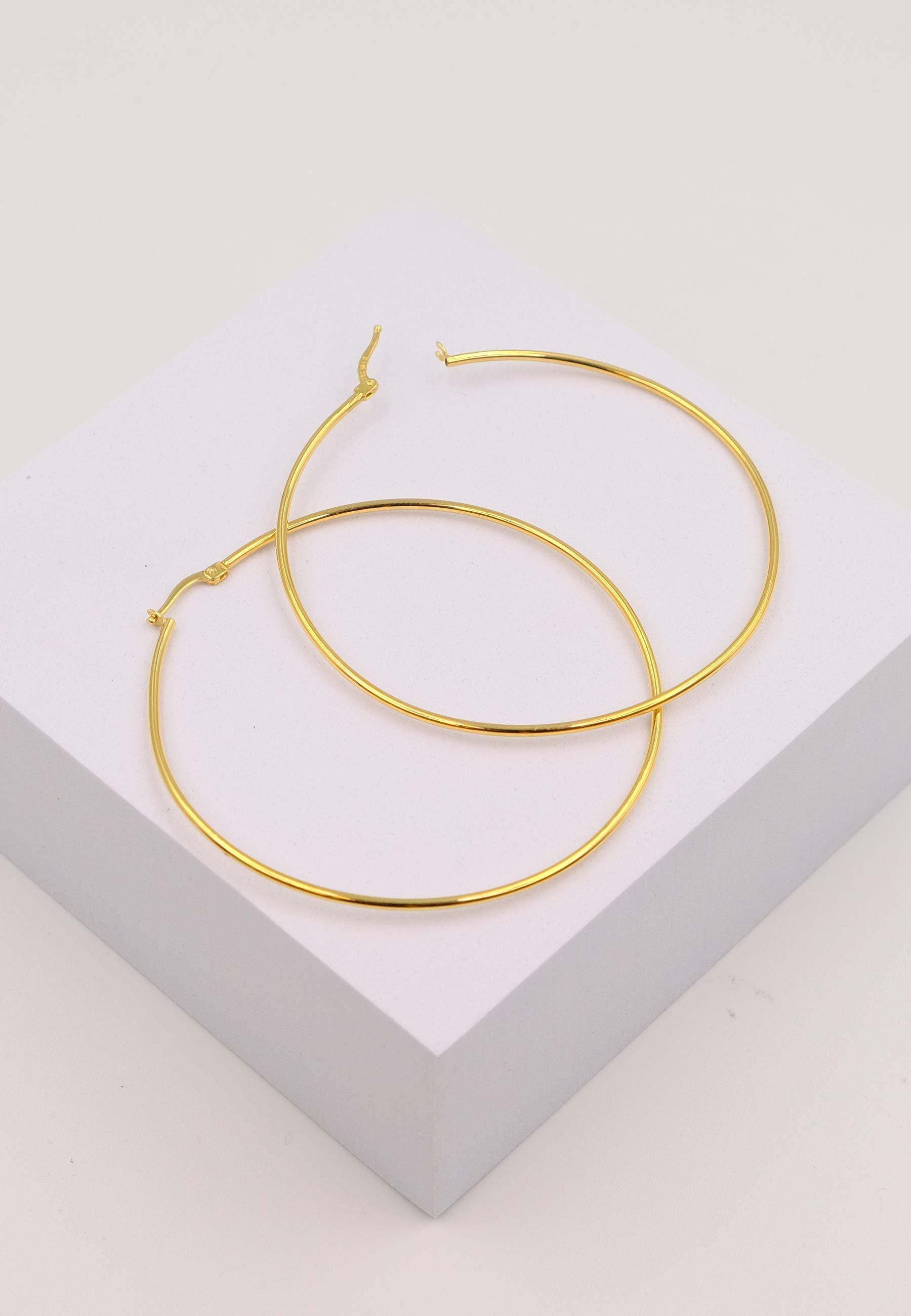 MUAU Schmuck  Créoles or jaune 750 fil rond 60mm 